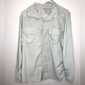 Clearwater Outfitters Men's Long Sleeve Vented Back Shirt Beige Size L EUC